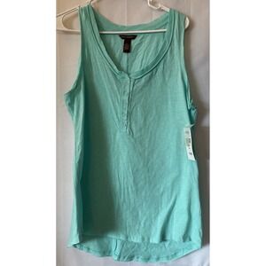 NWT Bit‎ & Bridle Womens XL Teal Sleeveless 1/4 Button Up Shirt